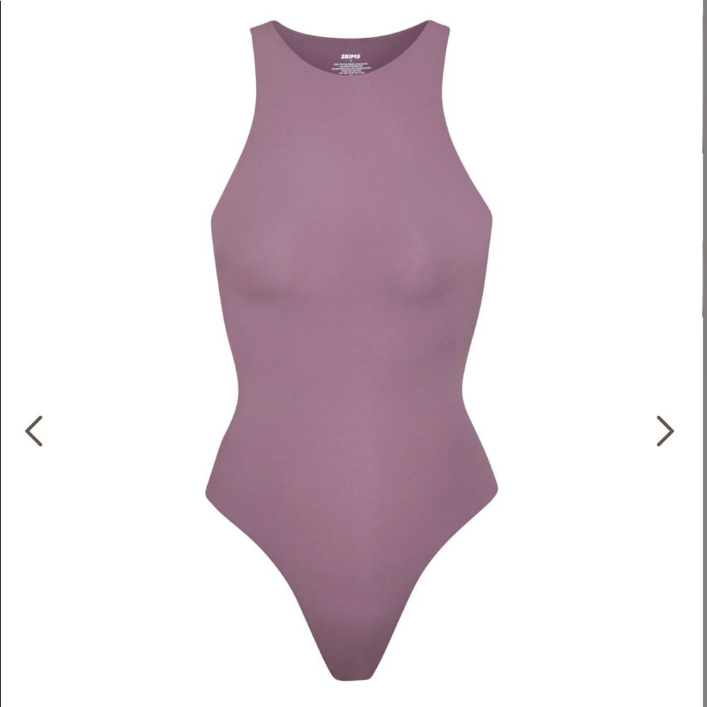 Skims Fits Everybody High Neck Bodysuit Plum - Picture 2 of 8